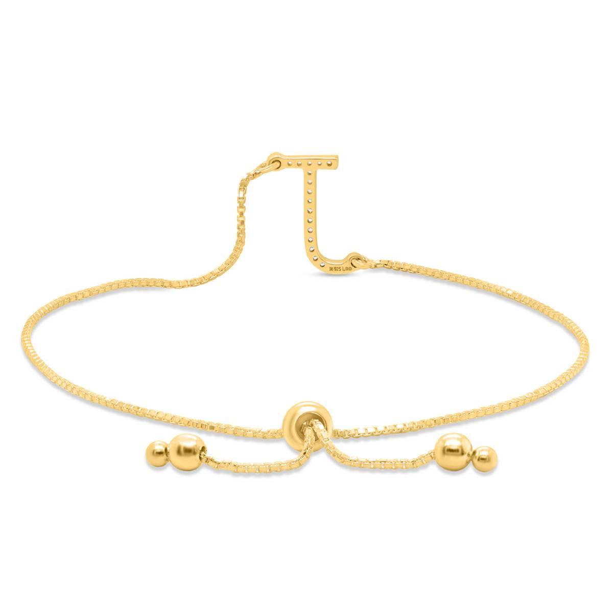 Nova Star® Gold-Plated 1/10ctw. Lab-Grown Diamond J Bolo Bracelet