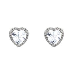 Sterling Silver & Cubic Zirconia Heart Stud Earrings