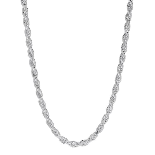 Sterling Silver Diamond Cut 30in. Rope Chain Necklace - image 