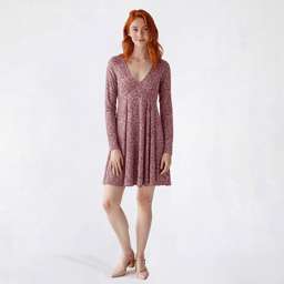 Juniors Wallflower Floral Long Sleeve Fit & Flare Dress- Lilac