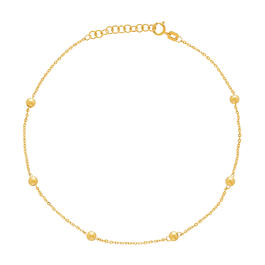 Gold Classics&#40;tm&#41; 14kt. Yellow Cable Beaded Ankle Bracelet