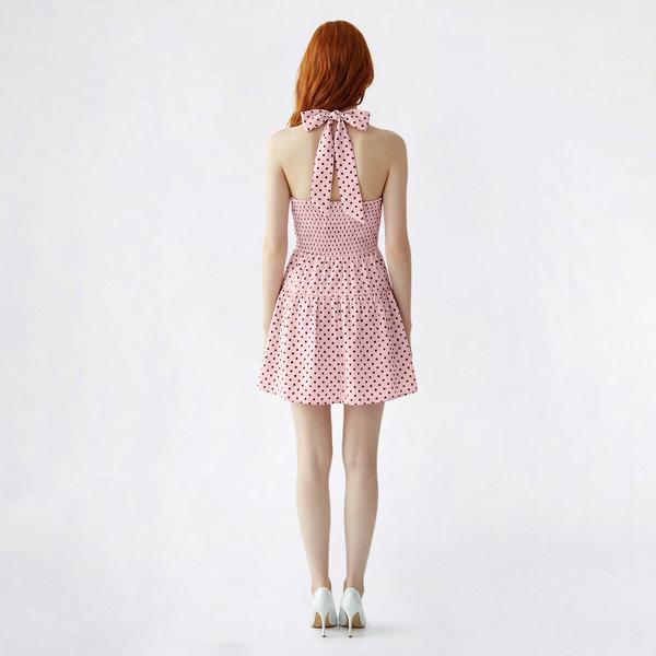 Juniors Trixxi Milan Dot Drop Waist Halter Skater Dress