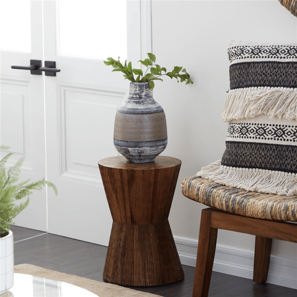 9th & Pike® Contemporary Brown Teak Wood Accent Table