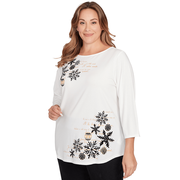 Plus Size Ruby Rd. Must Haves II Snowflake Script Tee