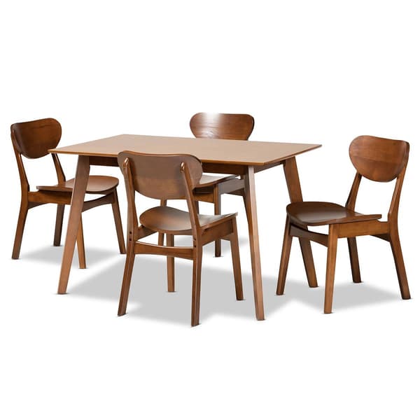 Baxton Studio Katya Modern Walnut Brown Wood 5pc. Dining Set - image 