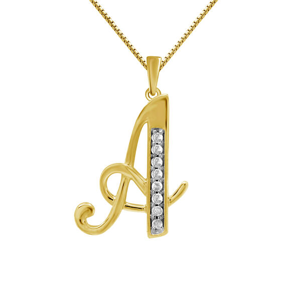 Marsala Gold Plated 1/10ctw. Diamond Initial A Pendant - image 