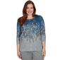 Petite Alfred Dunner Classics 3/4 Sleeve Falling Leaves Blouse - image 1