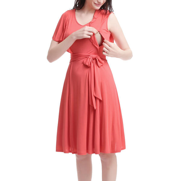 Womens Glow & Grow&#174; Belted Nursing A-Line Maternity Dress
