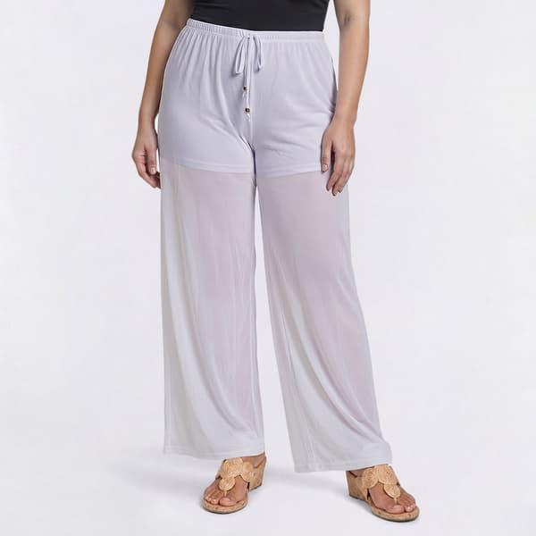 Juniors Plus Eye Candy Stretch Mesh Drawstring Pants with Shorts