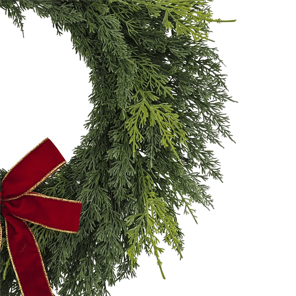 Puleo International 22in. PE Cypress Christmas Wreath with Bow