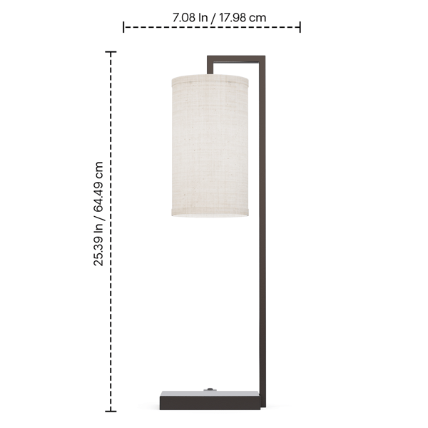 Infibrite 25in. Rectangular Frame Table Lamp with Cylinder Shade