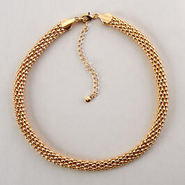 Wearable Art Gold-Tone Popcorn Mesh Necklace