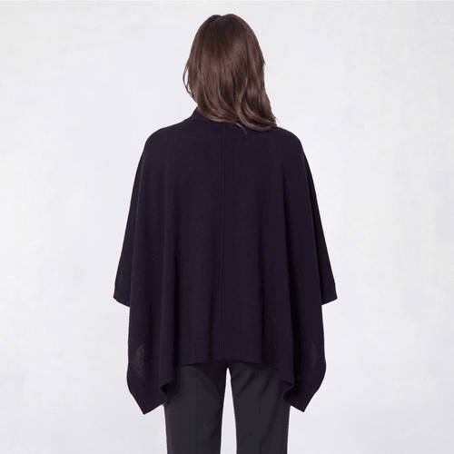 Womens Nautica Solid Ribbed Mock Neck Button Poncho