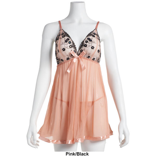 NWT Spree Intimates Women Mesh Triangle Cup Sequin Babydoll SetSize Large