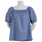 Petite Architect&#40;R&#41; Short Sleeve Solid Square Neck Top w/Smocking - image 1