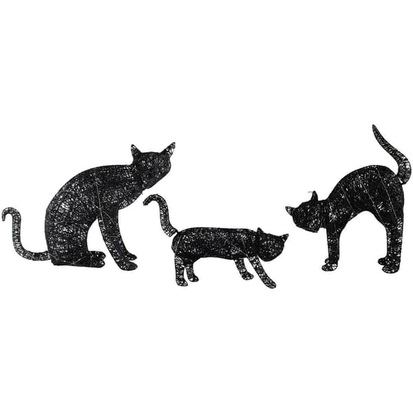 Northlight Seasonal Set of 3 LED Black Cat Outdoor Decor - image 
