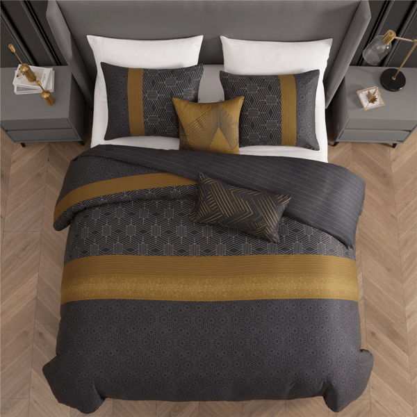 Bebejan® Golden Hex Cotton Sateen 5pc. Reversible Comforter Set