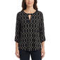 Womens Cure 3/4 Roll Tab Sleeve Knit Crepe Top - Circles - image 1
