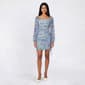 Juniors Jump Long Sleeve Print Chiffon Square Neck Sheath Dress - image 1