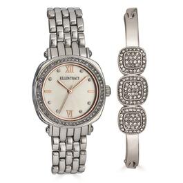 Womens Ellen Tracy Silver Crystal Watch & Bracelet Set - ETB8171S