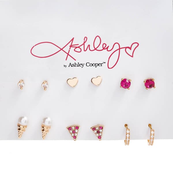 Ashley Gold-Tone Multi Shape Crystal Earring Set - image 