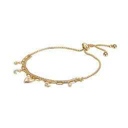 Shine Heart Moon & Bezel Double Strand Bolo Bracelet