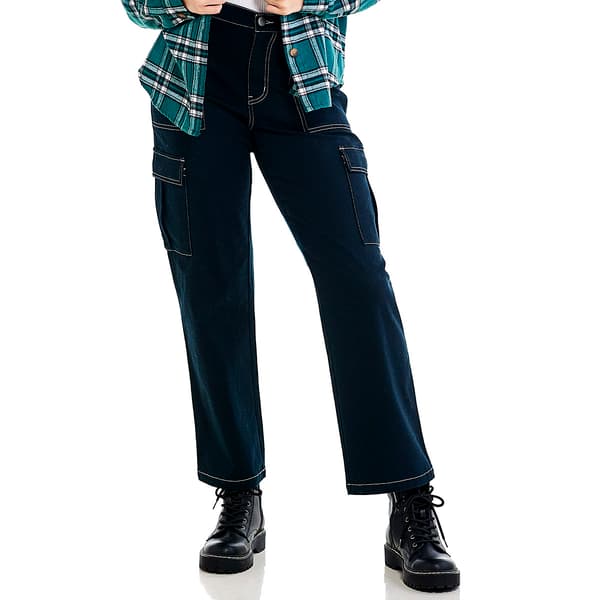 Juniors No Comment Fly Front Wide Leg Cargo Pants - image 