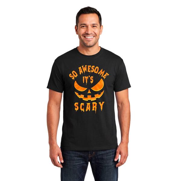 Young Mens Jack O'' Lantern Scary Face Short Sleeve Graphic Tee - image 