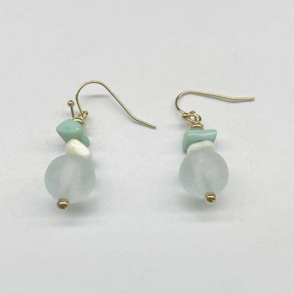 Ashley Cooper(tm) Aqua Orb & Shell Drop Earrings - image 