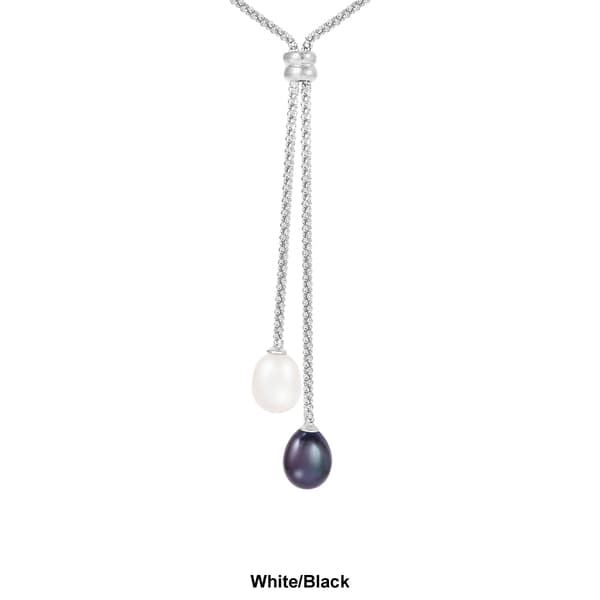 Splendid Pearls Sterling Silver Double Pearl Pendant Necklace