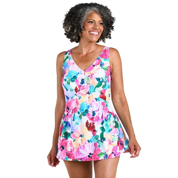 Womens Maxine Spring Bouquet Empire Swimdress - image 