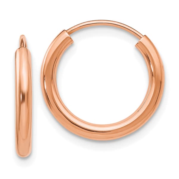 Gold Classics(tm) 15mm. 14kt Rose Gold Polished Hoop Earrings - image 