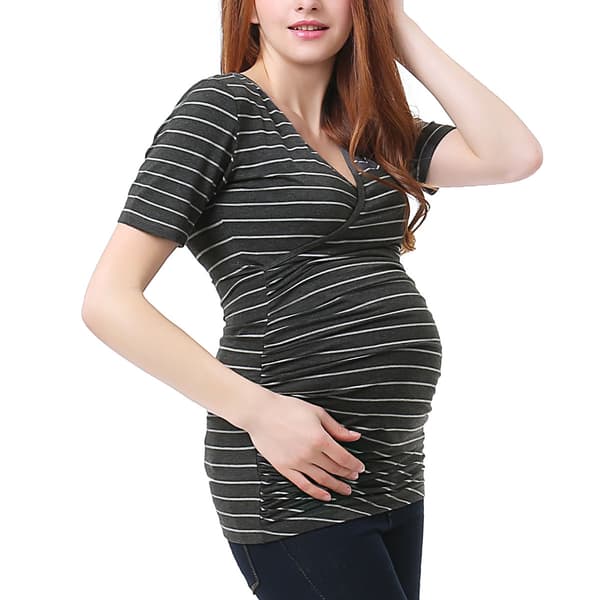 Womens Glow & Grow&#174; Faux Wrap Stripe Maternity Nursing Top