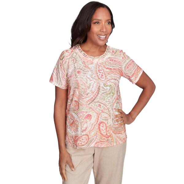 Womens Alfred Dunner Catalina Island Paisley Textured Blouse - image 