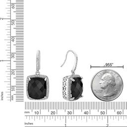 Gemminded Sterling Silver Cushion Onyx & White Topaz Earrings