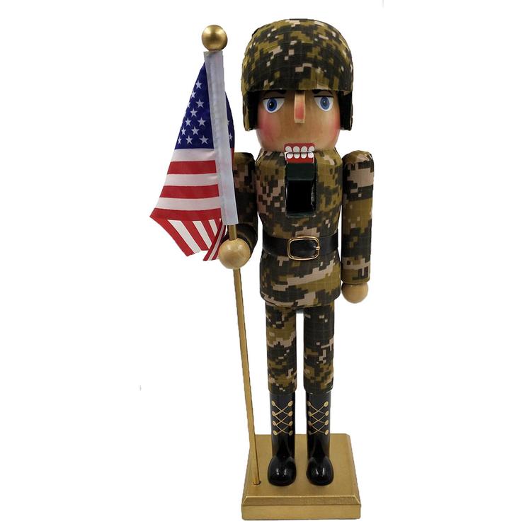 Santa's Workshop 14in. Army Nutcracker