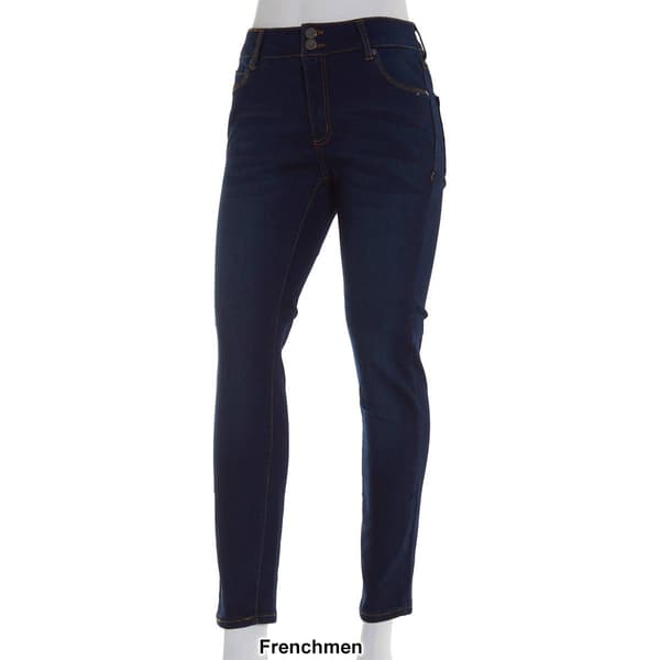 Womens Tahari Comfort Luxe Mid Rise Skinny Double Button Jeans