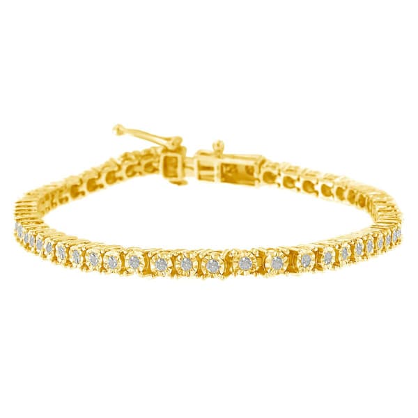 Diamond Classics&#40;tm&#41; Yellow Plated Rose-cut Tennis Bracelet - image 