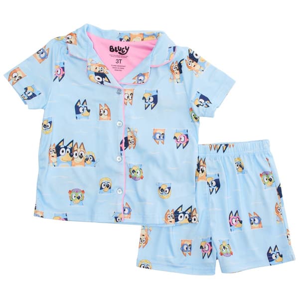 Toddler Girl Bluey Pool Day Coat & Shorts Pajama Set