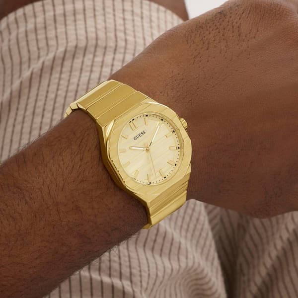 Mens Guess Gold-Tone Sunray Dial Watch - GW1070G2