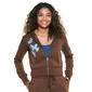 Juniors No Comment Front & Back Foil Screen Zip Up Hoodie-Chestnt - image 2