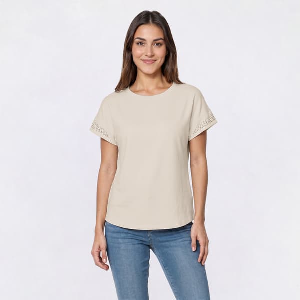 Womens Absolutely Famous Stud Detail Dolman Sleeve Tee - image 