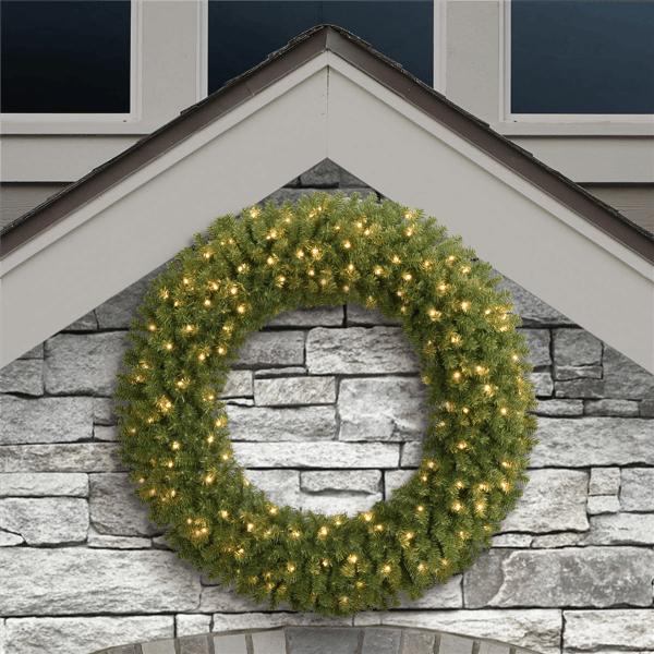Puleo International 48in. Pre-Lit Warm White Utah Spruce Wreath