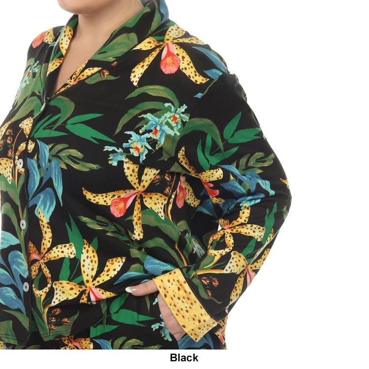 Plus Size White Mark Two Piece Wildflower Print Pajama Set