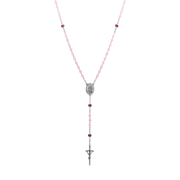 Symbols of Faith Pink & Purple Bead Our Lady Of Guadalupe Rosary - image 