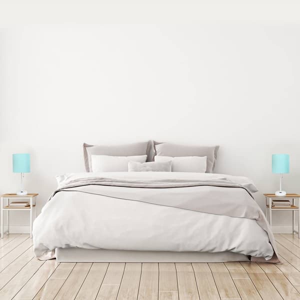 LimeLights White Stick Lamp w/USB Charge Port/Aqua Shade-Set of 2