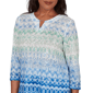 Petite Alfred Dunner Caribbean Blues Keyhole Neck Ombre Blouse - image 5