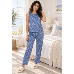 Womens Jaclyn Bahama Tropical High Neck Tank Pajama Set