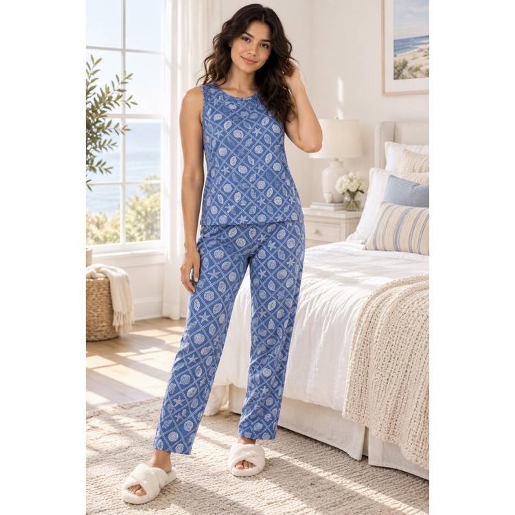 Womens Jaclyn Bahama Tropical High Neck Tank Pajama Set
