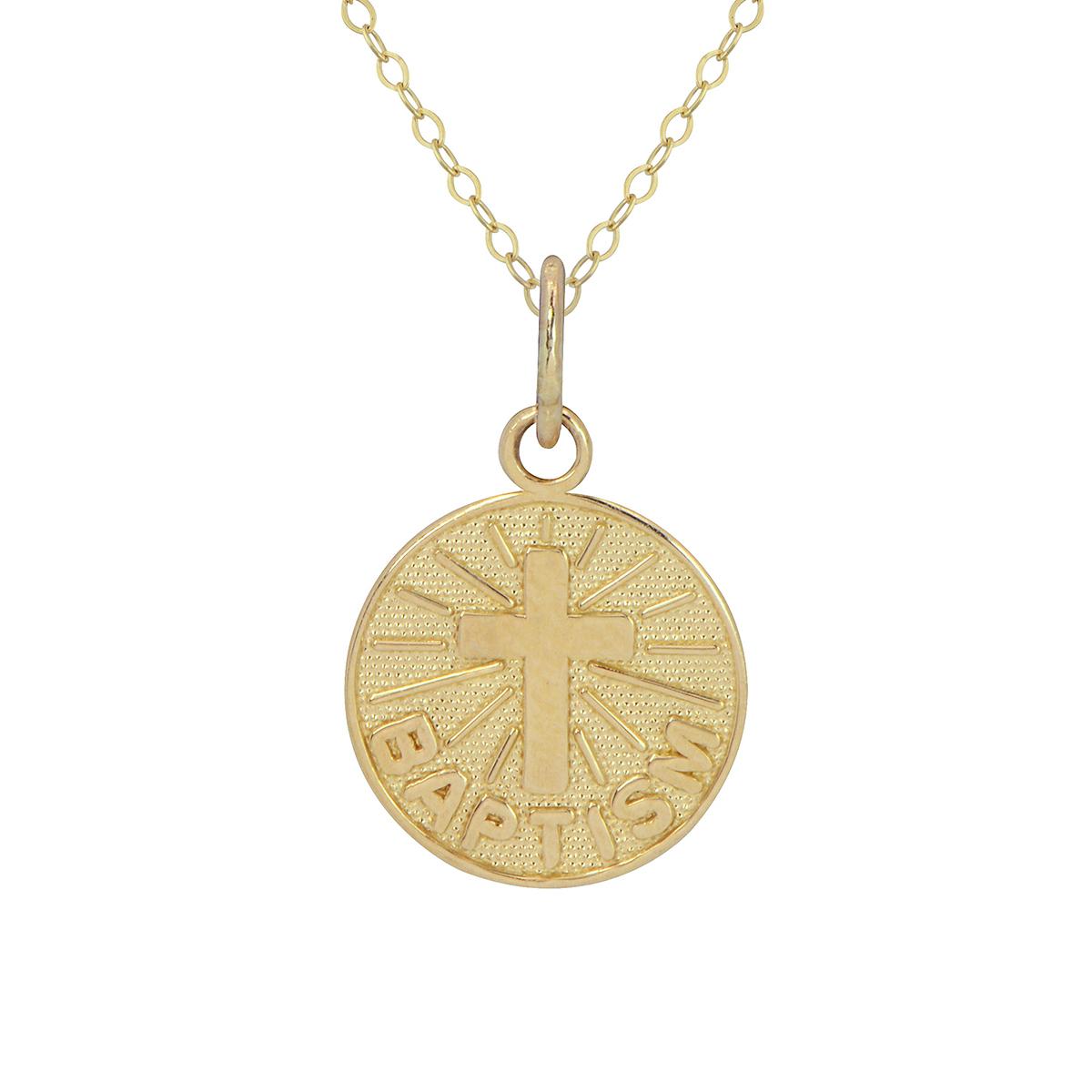 Kids 14kt. Gold Baptism Pendant Necklace